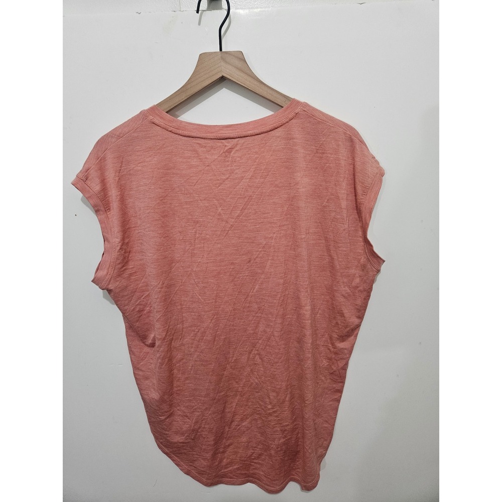 Woolx Merino Wool Blend Cap Sleeve Scoop Neck Top Coral Pink Heathered Large - Picture 5 of 5
